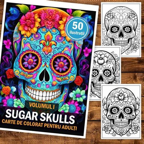 Carte De Colorat Pentru Adulti 50 De Ilustratii Sugar Skulls