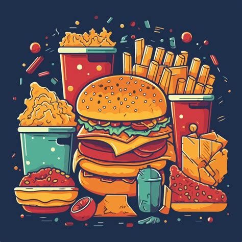 Premium Vector Fast Food Flat Vector Illustration