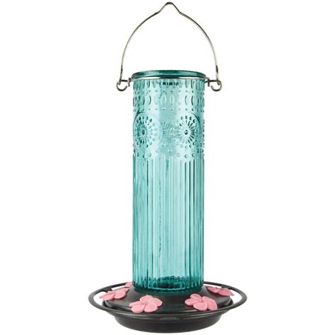 Antique Glass Gravity Hummingbird Feeder 28 Oz Antique Teal Etsy