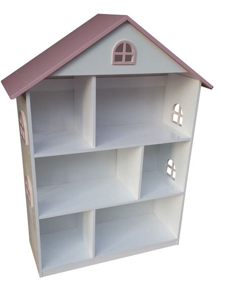 WHITE DOLLHOUSE BOOKCASE WITH PINK ROOF BY LIBERTY HOUSE TOYS – 1leta