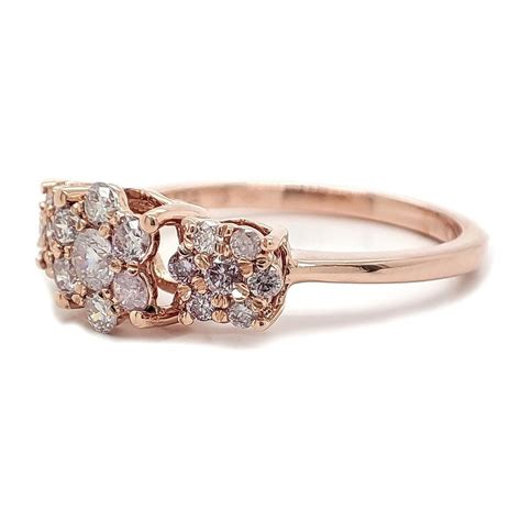 No Reserve Price 0 63 Carat Pink Diamonds Ring 14 Kt Pink Gold