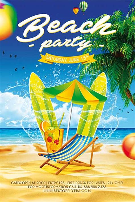 Beach Party Free Poster Template Flyer For Clubs Ffflyer