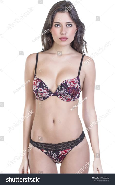Sexy Brunette Woman Posing Lingerie On Stock Photo 209563993 Shutterstock