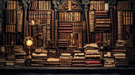 Premium Ai Image A Wall Full Of Old Ancient Books Of A Library