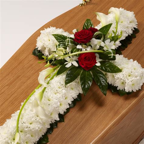 Funeral Flowers Cross Arrangement - Sympathy Funeral Flower Stand ...