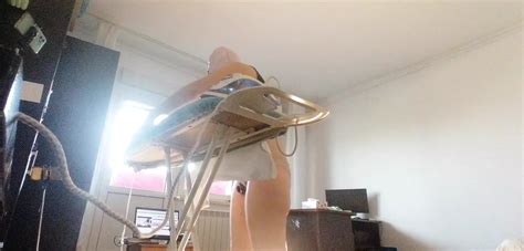 Sexy Woman Doing Naked Housework Brunette Hairy Pussy Big Ass Big Tits