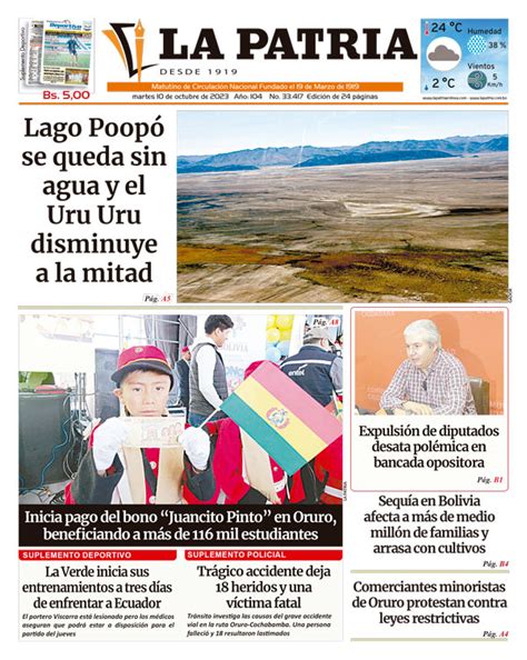 Edición La Patria Martes 10 de octubre de 2023 Periódico La Patria