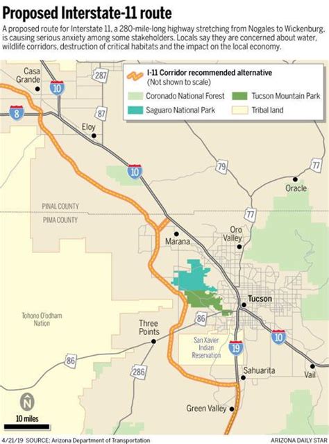 Proposed Interstate 11 route