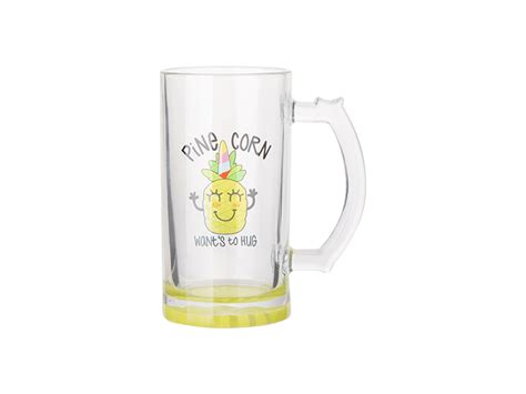 16oz Sublimation Clear Glass Beer Mug Lemon Yellow Bottom 24pcs Ctn Bestsub Sublimation