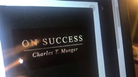 On Success By Charlie Munger Youtube