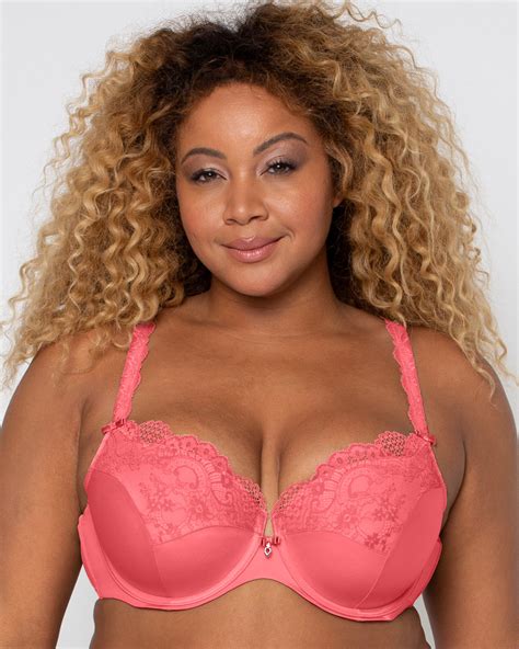 Tulip Lace Push Up Bra Sun Kissed Coral Curvy Couture