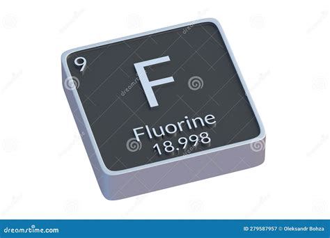 Fluorine F Chemical Element Of Periodic Table Isolated On White