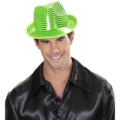 Chapeau Trilby Paillettes Vert Fluo Prix Minis Sur Decoagogo Fr