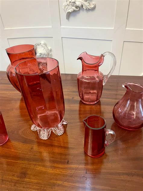 Antique Collection Of Victorian Quality Cranberry Glass Items