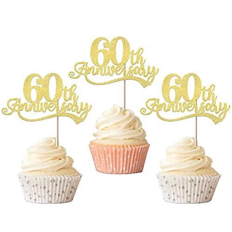 Rsstarxi Pack Th Anniversary Cupcake Toppers Glitter Cheers To