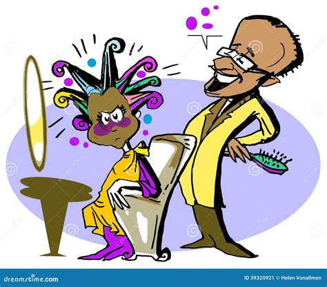 Angry African Woman And Coiffeur, Cartoon Stock Illustration - Image ...