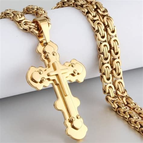 Chaine De Cou Vendue Seule I Ywg Multicouche Rivet Croix Pendentif