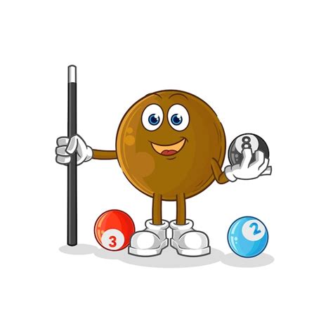 Premium Vector Avocado Stone Plays Billiard Character Cartoon Mascot