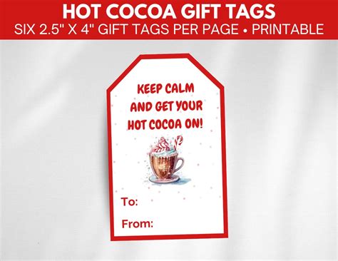 Printable Hot Cocoa Gift Tags Appreciation Gift Tags Hot Chocolate Party Favor Tags Hot Cocoa