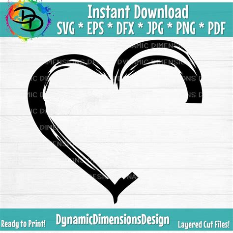 Heart Svg Heart Clipart Distressed Heart SVG DXF Heart Png