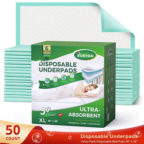 Bokyan Xl Disposable Bed Pads For Incontinence Waterproof Underpads