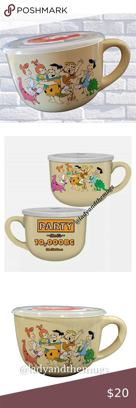 The Flintstones Vintage Style Ceramic 24 Oz Soup Mug Lid Hannah