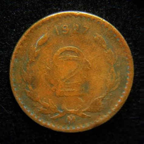 Moneda 2 Centavos 1927 Monograma Cobre Bronce