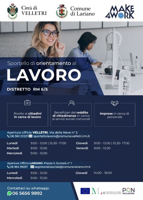 Velletri Attivato Lo Sportello Di Orientamento Lavoro Distrettuale L