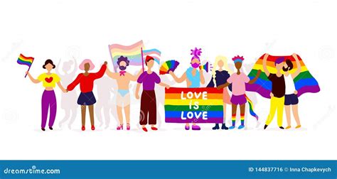 Lgbtq Pride Activists Standing Together Stock Vector Illustration Of