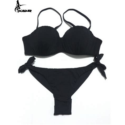 Push Up Bikini Top Fold Women Swimsuit Removable Shoulder Straps Brazilian Bikini Set Thong