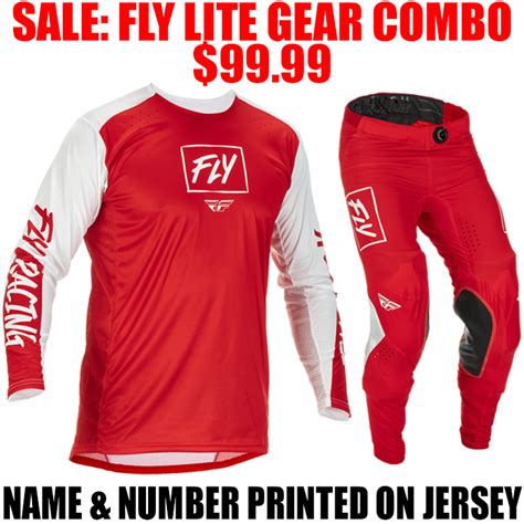 2022 FLY LITE GEAR COMBO RED WHITE Pro Style MX