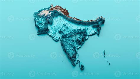 Mapa Topogr Fico Del Subcontinente Pa Ses Hipsom Tricos India Pakist N