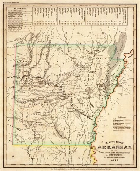 Old Map Of Arkansas Historical Map Restored Fine Reproduction On Paper Or Canvas Etsy Map