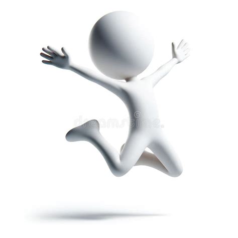 White Figure Illustration Jumping With Happiness Isolated On White