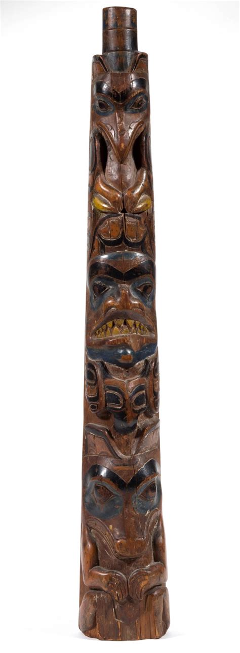 Northwest Coast Native American Haida Carved And Polychrome Painted