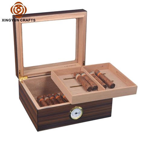 Luxury Wood Cedar Packing Box Piano Glossy Finish Ebony Humidor Box