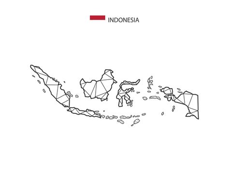 Mosaic Triangles Map Style Of Indonesia Isolated On A White Background