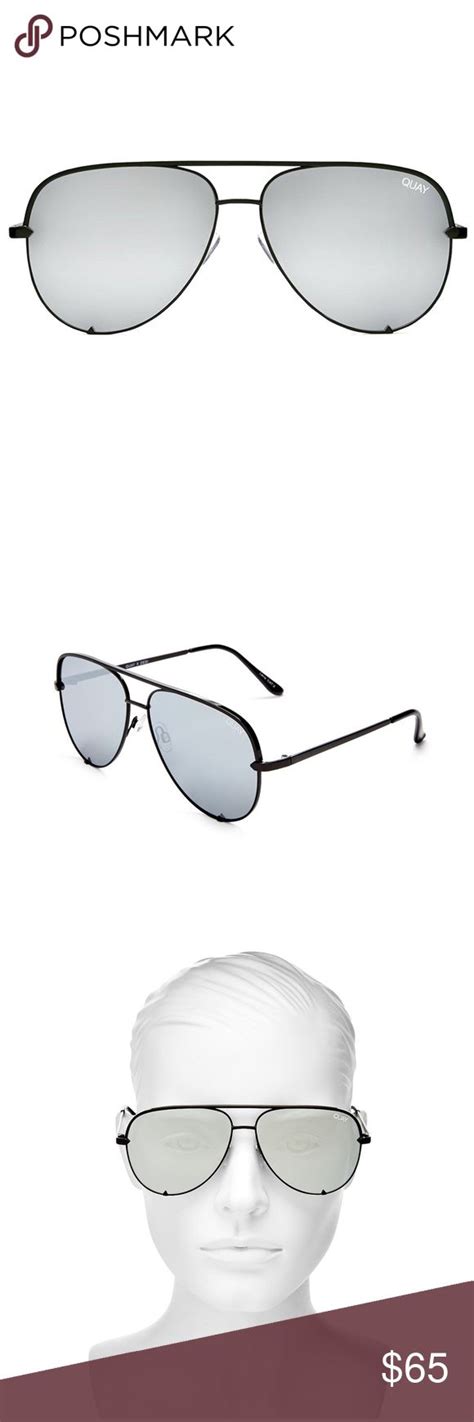 Quay Australia High Key X Desi Black Silver Aviator Sunglasses