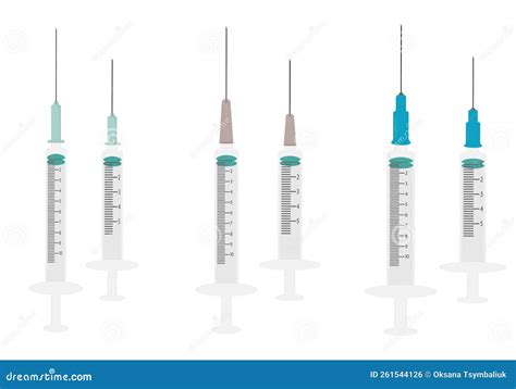 A Set Of Syringes With A Needle Medical Syringes Stock Vector