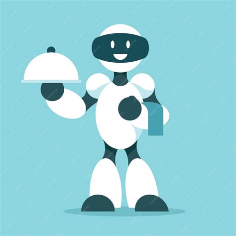 Premium Vector Robot Serving Food Food Illustrator