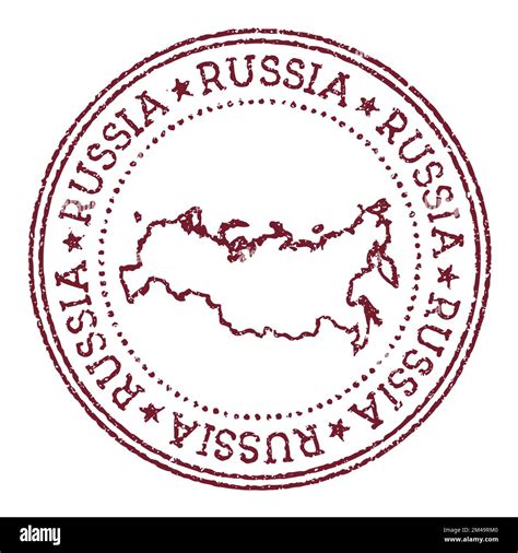 Rusia ronda sello de goma con mapa del país Sello de pasaporte rojo