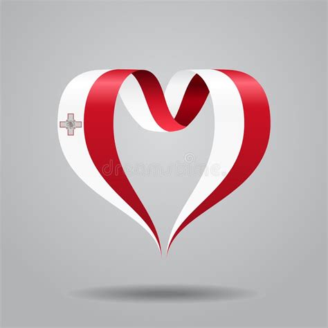 Maltese Flag Heart-shaped Ribbon. Vector Illustration. Stock Vector - Illustration of country ...