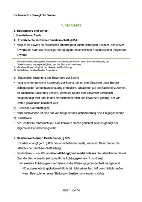 Sachenrecht Mobiliar Zusammenfassung Sachenrecht Bewegliche