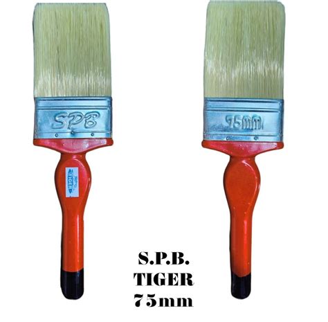 Wooden Blonde Silver And Orange 75mm SPB Flat Paint Brush For Wall