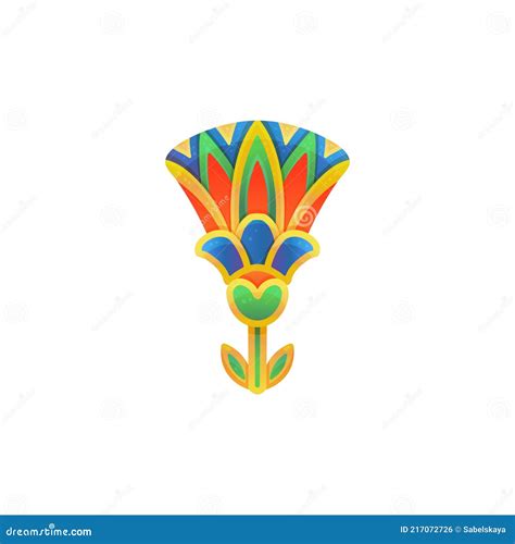 Egyptian Lotus Flower in Traditional Style Flat Vector Illustration ...