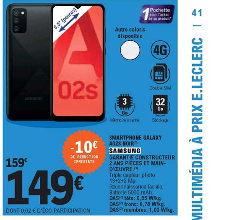 Promo Smartphone Galaxy A02s Noir Samsung Chez E Leclerc ICatalogue Fr