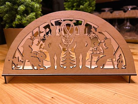 3d Puzzle Lasercut Cut Christmas Ornaments Lamp Night Scene Etsy