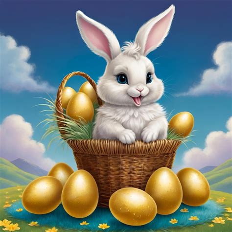 Premium Photo A Fantastical Easter Bunny Carrying A Basket