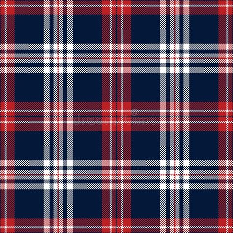 Tartan Check Pattern Vector In Navy Blue Red White Seamless Textured