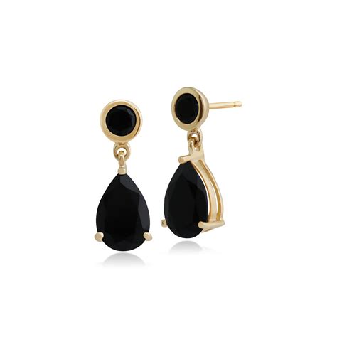 Gemondo 9ct Yellow Gold 377ct Black Onyx Drop Earrings